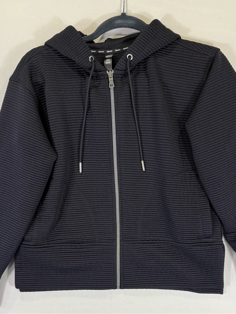 DKNY Black Classic Hooded Zip Jacket